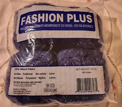 Fashion Plus Mill End Yarn - Blue Multicolor- Lot Of 4- Total Weight 14 Oz • $12.99