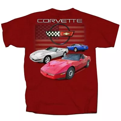Corvette C4 T-shirt Trio Cardinal Red Silver-graybluered Vette S-xl24.99+2x3x • $24.99