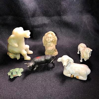 Vintage Mixed Lot Of 6- 5 Miniature Animal Figurines And 1 Buddha Figurine • $15