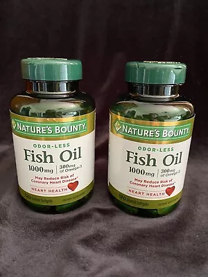 $29.99 • Buy Nature's Bounty Omega-3 Fish Oil 1000 Mg Softgels 120 Soft Gels Ea Lot Of 2 7/24