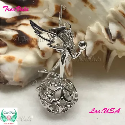 Fairy Tink - Solid 925 Sterling Silver - Locket Pearl Cage Pendant - Hold 6-10mm • $10.50