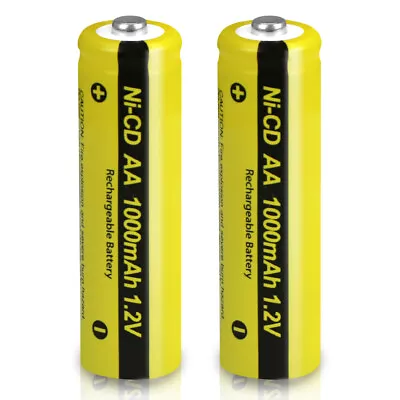 2x AA Rechargeable Batteries NiCD 1000mAh 1.2V Garden Solar Ni-CD Light LED USA • $4.99