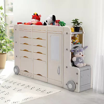 Kids Toy Storage Organizer Toddler Playroom Furniture W/ 2 Large Bins & 8 Drawer • $195.89