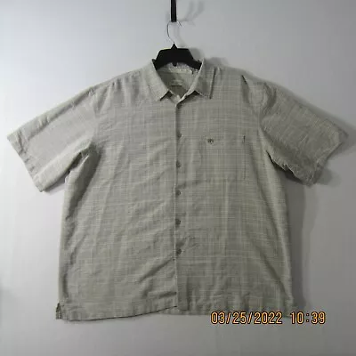 Palm Beach Shirt 2XL XXL Beige White Plaid Button Up Pocket Outdoor Casual Men • $7.50