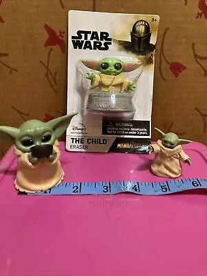 Baby Yoda The Child Grogu Figurines Star Wars Mandalorian 2.5”/1.5” Plus Eraser • $9.99