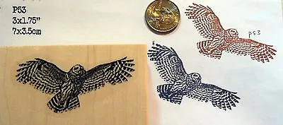 Owl Flying Rubber Stamp WM P53 • $12