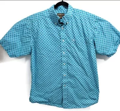 Ariat Men's Long Sleeve Button Down Shirt Aqua Teal Blue Paisley Cowboy Western • $25