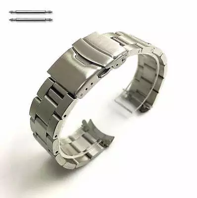 Curved End Metal Stainless Steel Oyster Style Replacement Watch Band #7015 • $19.95