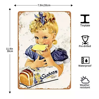 Retro Metal Tin Sign Bread Metal Sign Wall Art Decor Vintage Kitchen • $11.99