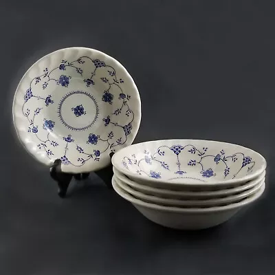 Myott Meakin Soup Cereal Bowls Set Of 5 Blue Floral 6.5 D Staffordshire England • $50