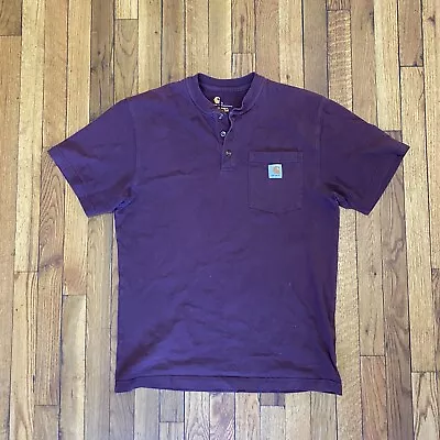 Carhartt Loose Fit Heavyweight Short Sleeve Pocket Henley K84 T-Shirt Size Small • $10