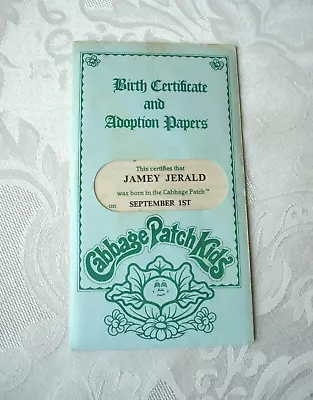 Vintage Cabbage Patch Kids Doll Birth Certificate /Adoption Papers Jamey Jerald • $7