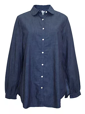 Ex-Seasalt Shirt CUTTING GARDEN CHAMBRAY Dark Denim Blue Sizes 16 18 22 24 26/28 • £29.95