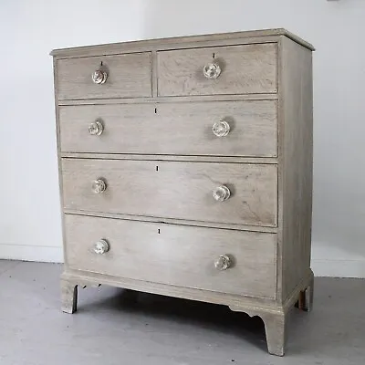 Antique Georgian Chest Of Drawers Lime Washed Oak Finish • £545