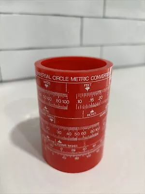 Vintage Red Universal Circle Metric Converter Pencil Cup Holder Engineering READ • $9.99