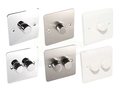 LED Dimmer Switch Single Double Light Switch Dimmable White Chrome 3W-250W 240V • £9.99