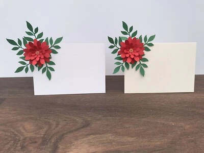 £3.20 • Buy 10 Flat Name Cards 3D Flower Wedding Party Birthday ( Red )