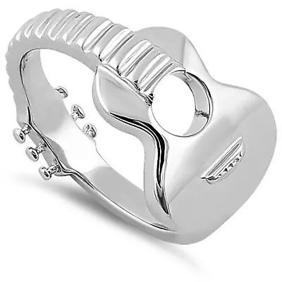 Sterling Silver 925 Guitar Ring Musical Instrument Ring Music Lover Jewelry R91 • $42.99