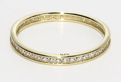 9ct Yellow Gold 0.25ct Full Eternity Wedding Ring Size M - Simulated Diamond • £69.95