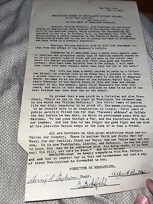 1901 New York City McAlpin Literary Society Resolution On McKinley Assassination • $149.25