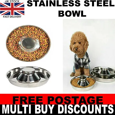 £7.20 • Buy Feeder Bowl Stainless Dish Puppy Dog Pet Cat Litter Food Feeding Weaning UK