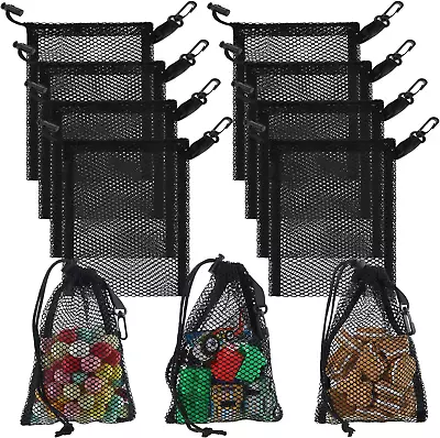 8 Pieces Black Mesh Drawstring Bags With Clips Nylon Storage Mesh Bags For Colle • $14.42