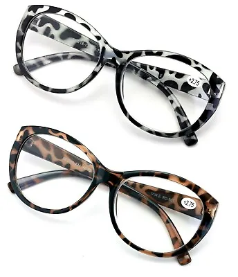 Oversize Women Reading Glasses - Magnified Readers Cateye Vintage Jackie Leopard • $9.95