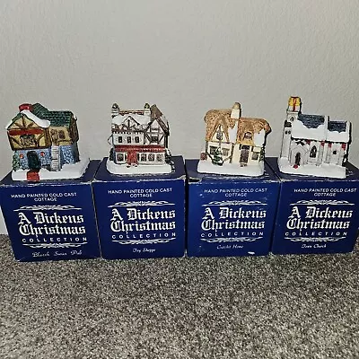 A Dickens Christmas Collection Vintage Decor Village House Set Of 4  • $30