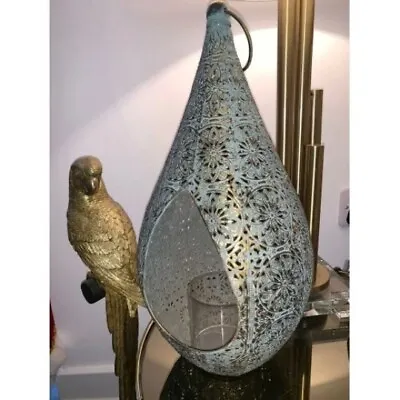 £24.99 • Buy Luxury Moroccan Style Metal Antique Lantern Candle Holder Teardrop Hanging  