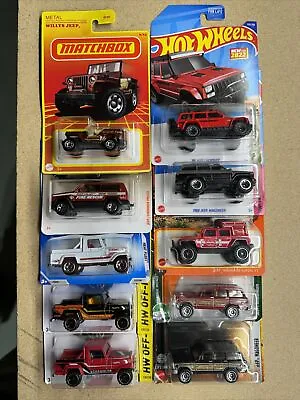 All Jeep Lot Of 10 Hot Wheels Matchbox Scrambler Wrangler Wagoneer Cherokee • $29.99