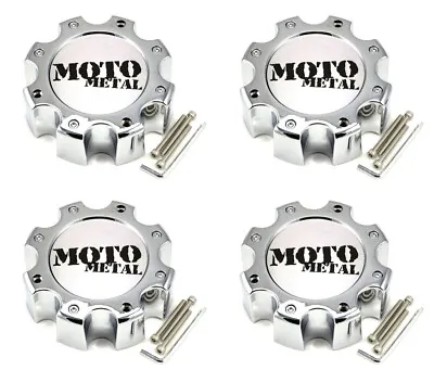 4x New Moto Metal Chrome 8 Lug Bolt On Wheel Center Caps MO957 959 961 964 965 • $96
