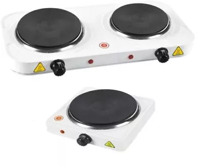 New Electric Hot Plate Single Double Portable Kitchen Table Top Cooker Hob White • £12.95