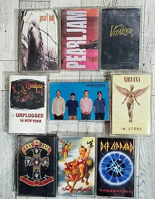 $97 • Buy Nirvana Unplugged Pearl Jam Weezer 9 Cassette Tape Lot VTG Grunge 90s In Utero