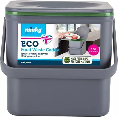 Minky Compost ECO Food Caddy Grey Kitchen Waste Caddy Composter UK • £9.26