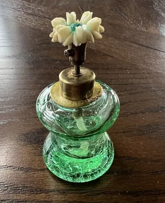 Irving W. Rice & Co. Vtg Floral Crackle Glass Perfume Atomizer 1940s-50’s Empty • $6.99