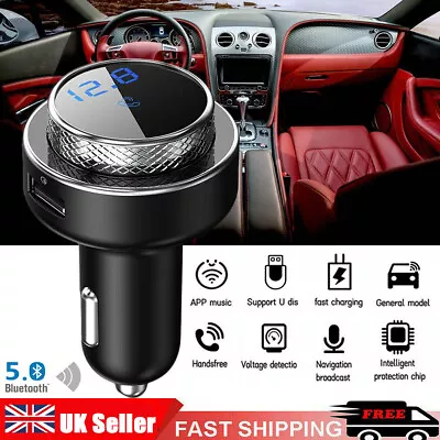 Bluetooth Car FM Wireless Transmitter MP3 Player USB Charger Cigarette Lighter • £12.55