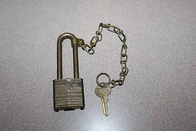 US Set Master Lock Military Long-Neck Padlock With Key Brass • $18.95