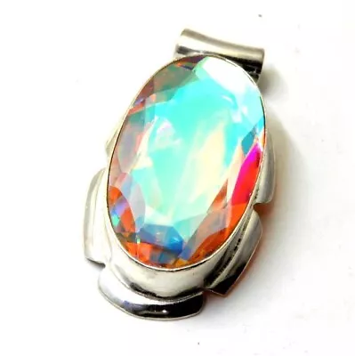 Mystic Topaz Sterling Silver Handmade Jewelry Gemstone Pendant 14 Gm-NewA19 • $20.99