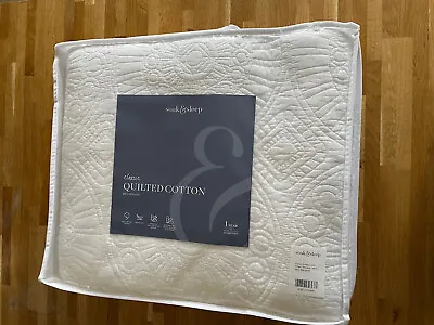 Soak & Sleep Quilted Cotton Classic Bedspread Single RRP £60 100% Cotton White • £48
