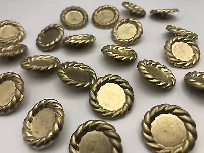 Vintage Gold Tone Round Shank Button With Laurel Border 25mm Lot Of 6 D817 • $2.99