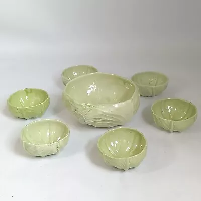 VTG J Ramies Cabbage Leaf Serving Bowl Set - 9in X1 / 5in X6 - Newburyport Mass • $55