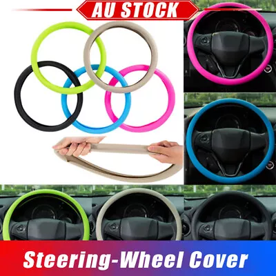 32-40CM Car Steering Wheel Cover Protector Universal Leather Texture Silicone • $13.99