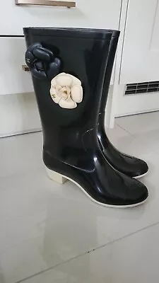 Chanel Camellia Flower Wellies Rain Boots Size 40 Uk 7 • £150