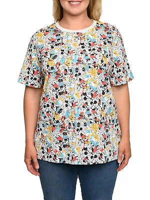 Mickey Minnie Mouse Pluto Goofy T-Shirt All-Over Print Women's Plus Size Disney • $19.99