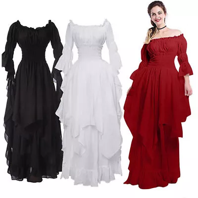 Women Victorian Medieval Dress Renaissance Gothic Cosplay Costume Princess Gown • £23.99