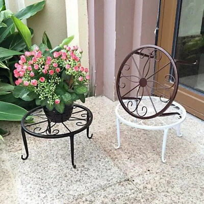 Metal Plant Stand Potted Flower Pot Holder Shelf Round Patio Home Garden Decor • £11.76