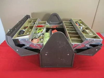 Vtg Kennedy 117 AL Cantilever Fishing Tackle Box 4 Tray FILLED W/ Lures & Tackle • $69.99