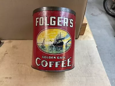 Vintage Folgers Coffee Golden Gate Tin Can 5 Lbs • $49