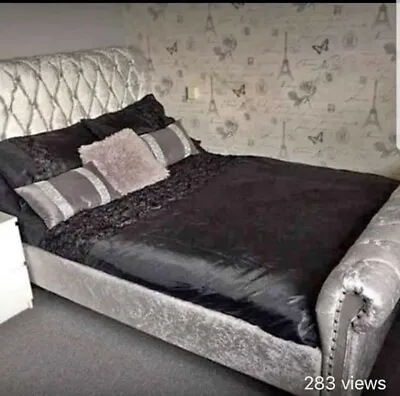 £435.47 • Buy CHESTERFIELD Classy Modern Bed Frame Sleigh Style Upholstered Crushed Velvet 