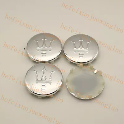 SET OF 4 MASERATI WHEEL RIMS CENTER CAPS SILVER/CHROME 60MM Quattroporte Ghibli • $24.95